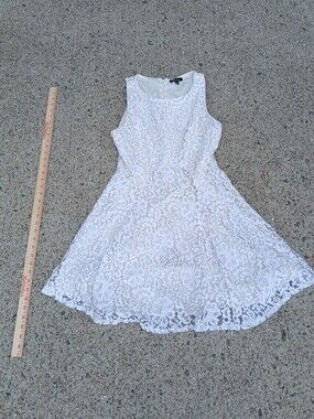 Monteau White Lace A-Line Mini Dress Size L